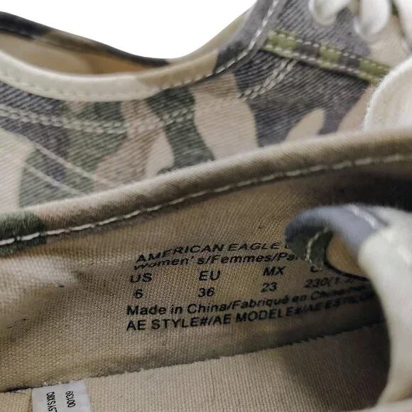 American Eagle Camouflage Platform Sneakers | Size 6 | Camo Canvas Lace-Up - Picture 6 of 6
